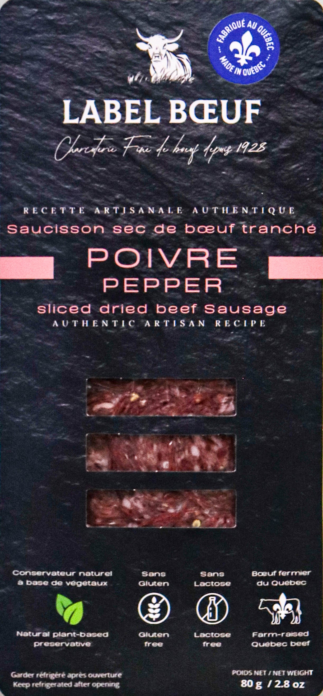 Saucisson sec de Boeuf: Poivre Doux